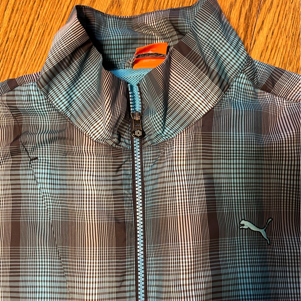 Puma Men's XL Blue and Gray Plaid Jacket - Picture 4 of 6